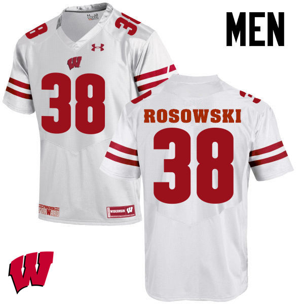 Wisconsin Badgers Men's #38 P.J. Rosowski NCAA Under Armour Authentic White College Stitched Football Jersey CE40A84SL